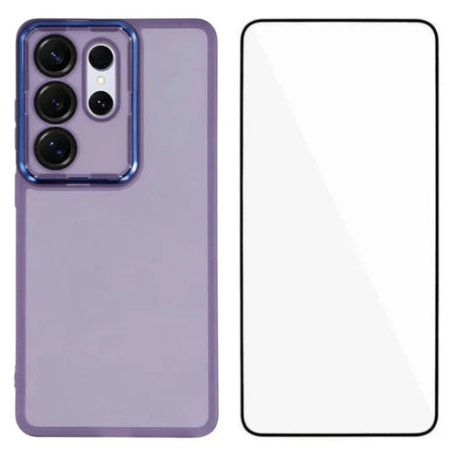 WANLONFENG For Samsung Galaxy S26 Ultra TPU Case  DKSM Series Electroplated Frame Back Cover with Tempered Glass - Purple - 1