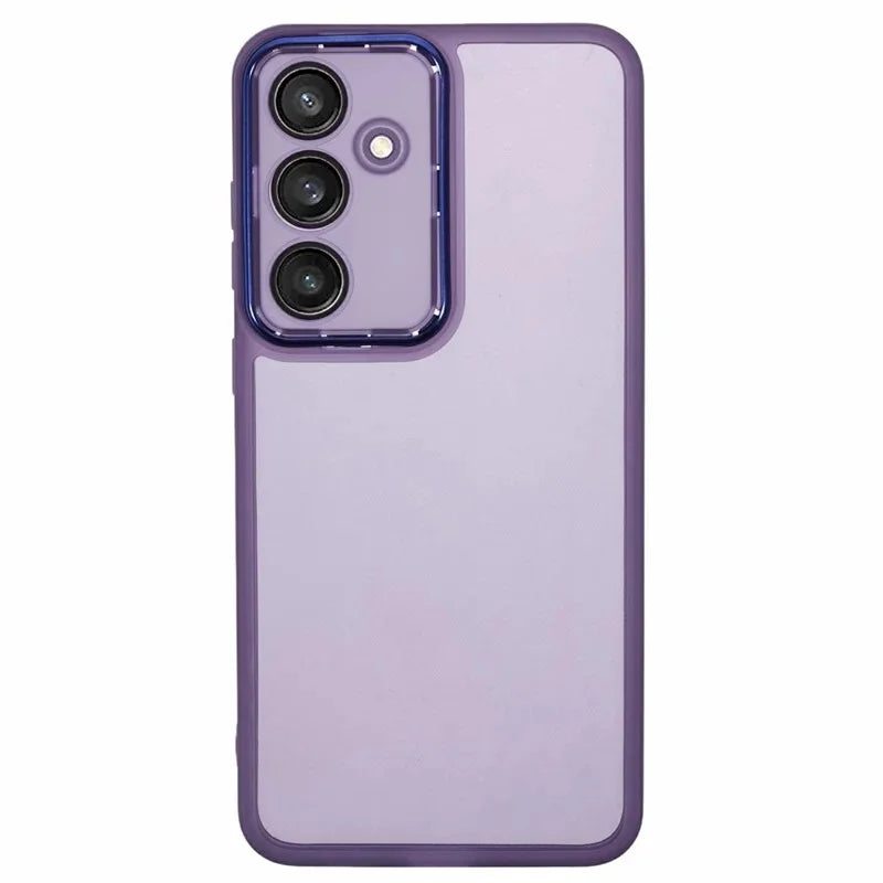 WANLONFENG For Samsung Galaxy S25 FE TPU Case  DKSM Series Electroplated Frame Back Cover with Tempered Glass - Purple - 2
