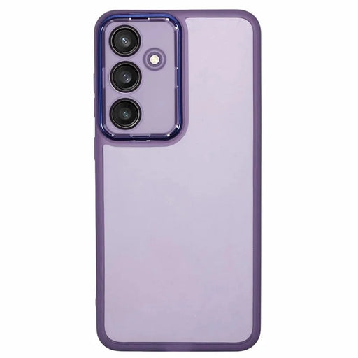 WANLONFENG For Samsung Galaxy S25 FE TPU Case  DKSM Series Electroplated Frame Back Cover with Tempered Glass - Purple - 2