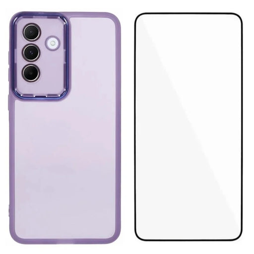 WANLONFENG For Samsung Galaxy A17 4G / Galaxy A17 5G TPU Case  DKSM Series Electroplated Frame Back Cover with Tempered Glass - Purple - 1