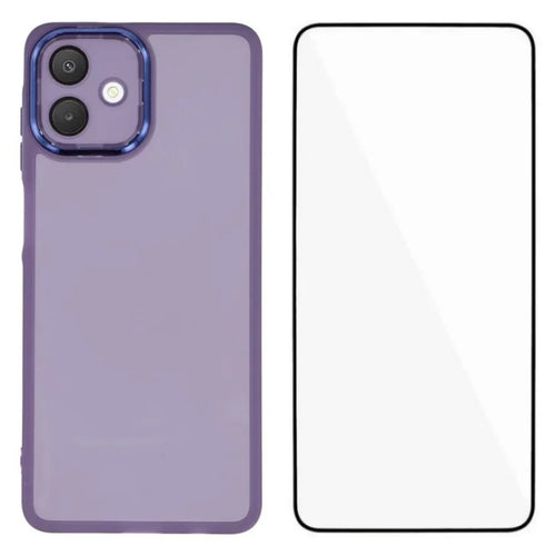 WANLONFENG For Samsung Galaxy A08 4G / A07 4G TPU Case  DKSM Series Electroplated Frame Back Cover with Tempered Glass - Purple - 1