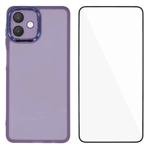WANLONFENG For Samsung Galaxy A08 4G / A07 4G TPU Case  DKSM Series Electroplated Frame Back Cover with Tempered Glass - Purple - 1