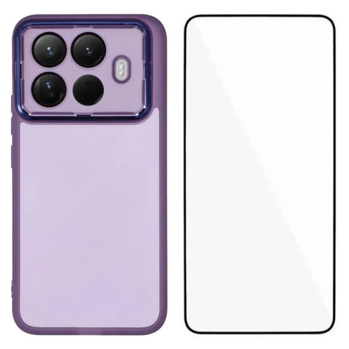 WANLONFENG For Xiaomi 15T Pro TPU Case  DKSM Series Electroplated Frame Back Cover with Tempered Glass - Purple - 1