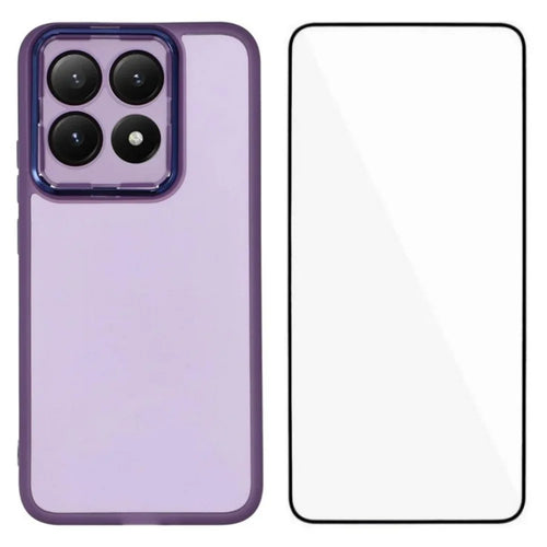 WANLONFENG For Xiaomi 15T TPU Case  DKSM Series Electroplated Frame Back Cover with Tempered Glass - Purple - 1