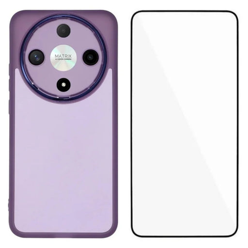WANLONFENG For Honor Magic8 Lite 5G / Honor X70 5G / Honor X9d 5G TPU Case  DKSM Series Electroplated Frame Back Cover with Tempered Glass - Purple - 1