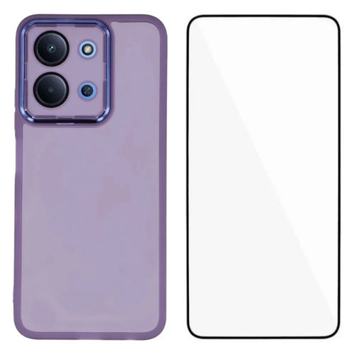 WANLONFENG For Xiaomi Poco C85 4G (171mm) / Xiaomi Redmi 15C 4G (Global) (171mm) TPU Case  DKSM Series Electroplated Frame Back Cover with Tempered Glass - Purple - 1