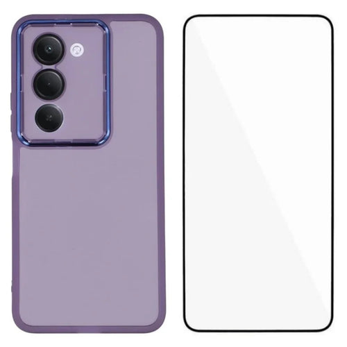 WANLONFENG For Xiaomi Redmi 15 5G (Global) (169mm) TPU Case  DKSM Series Electroplated Frame Back Cover with Tempered Glass - Purple - 1