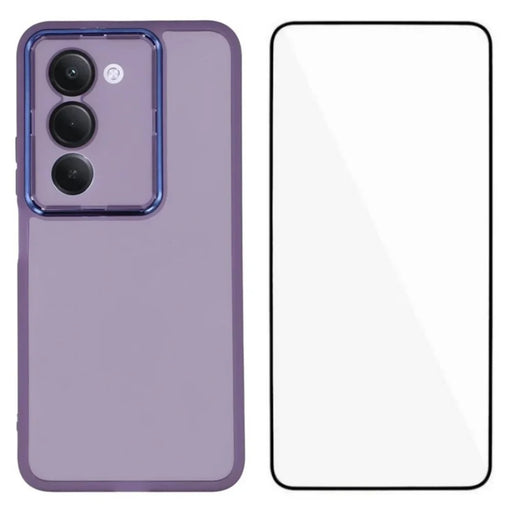 WANLONFENG For Xiaomi Redmi 15 5G (Global) (169mm) TPU Case  DKSM Series Electroplated Frame Back Cover with Tempered Glass - Purple - 1