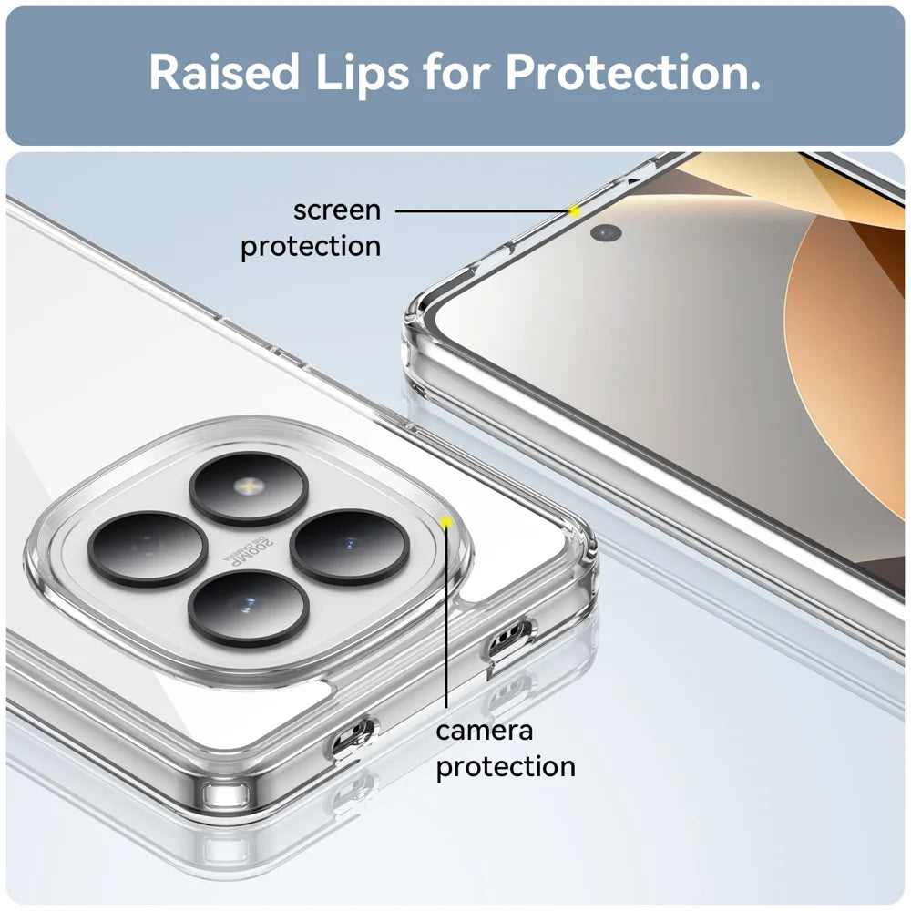 WANLONFENG For Xiaomi Redmi Note 15 Pro 4G (Global) Case  MF Series TPU Acrylic Clear Phone Cover with Tempered Glass Film - Transparent - 7