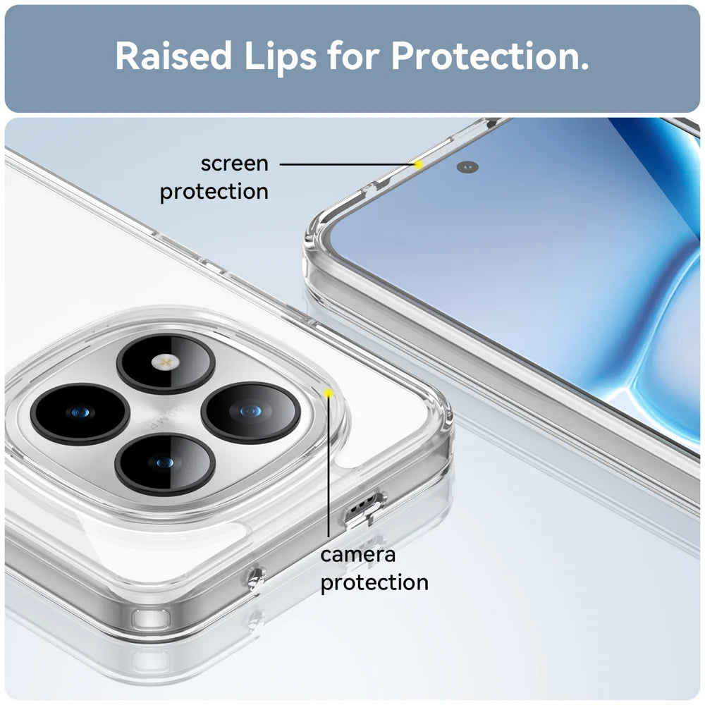 WANLONFENG For Xiaomi Poco M8 Pro 5G / Xiaomi Redmi Note 15 Pro+ 5G (Global) Case  MF Series TPU Acrylic Clear Phone Cover with Tempered Glass Film - Transparent - 7