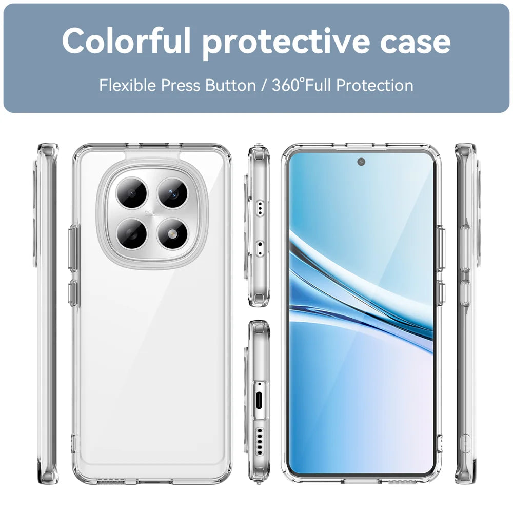 WANLONFENG For Xiaomi Redmi Note 15 4G (Global) Case  MF Series TPU Acrylic Clear Phone Cover with Tempered Glass Film - Transparent - 3