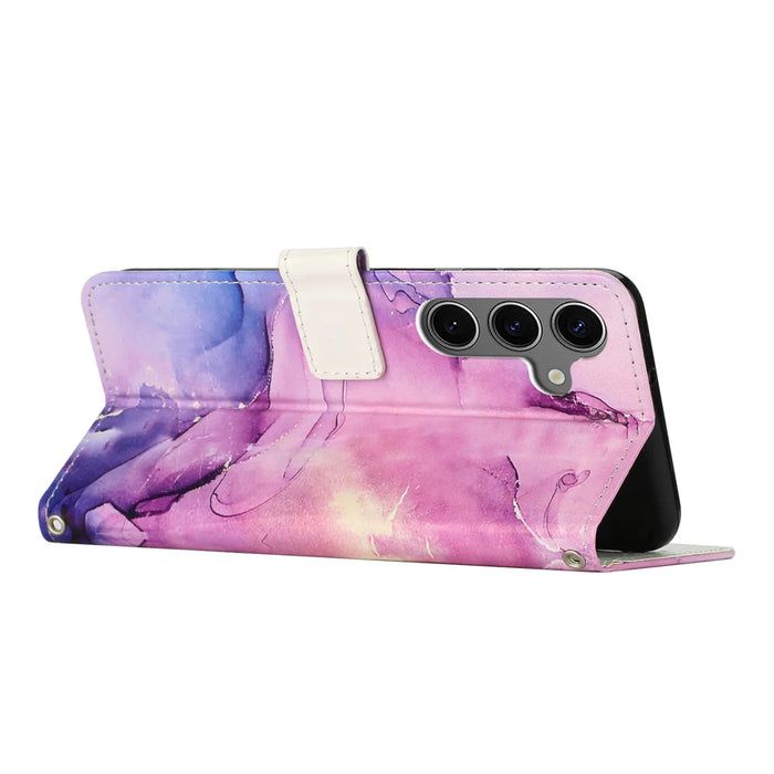 For Samsung Galaxy A37 5G Stand Case Marble Pattern PU Leather Wallet Phone Cover - Purple - 2