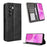 For Realme P4x 5G Leather Case Wallet Stand Retro Texture Phone Cover - Black - 1
