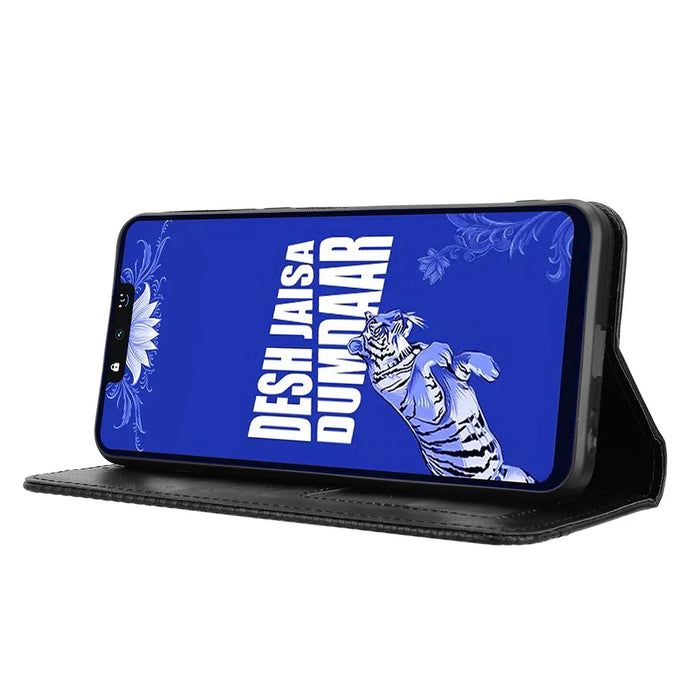 For TECNO Spark Go 3 Leather Case Wallet Stand Retro Texture Phone Cover - Black - 7