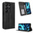 For Doogee Note 56X Leather Case Wallet Stand Retro Texture Phone Cover - Black - 1