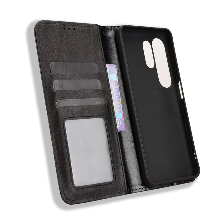 For Doogee Note 56X Leather Case Wallet Stand Retro Texture Phone Cover - Black - 5