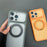 For iPhone 17 Pro Magnetic Case Rotating Kickstand TPU + PC Protective Phone Cover Compatible with MagSafe - Orange - 4