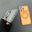For iPhone 17 Pro Magnetic Case Rotating Kickstand TPU + PC Protective Phone Cover Compatible with MagSafe - Orange - 6