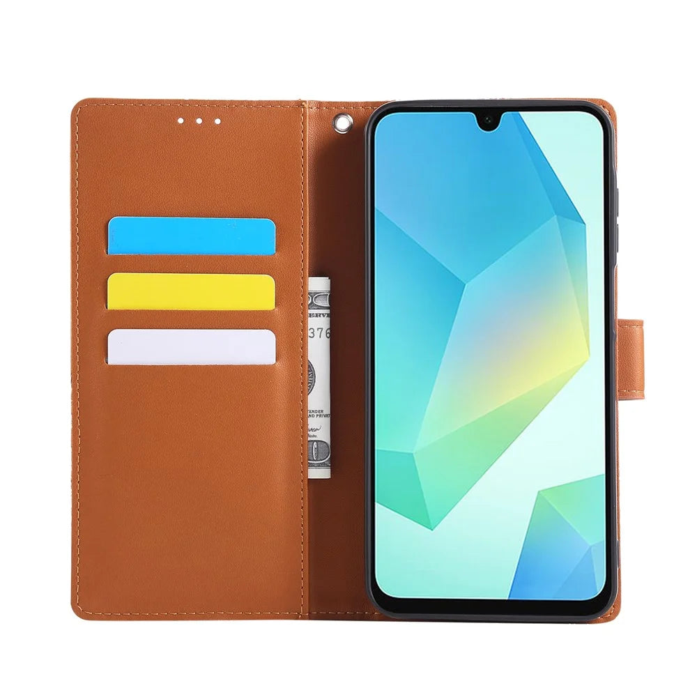 For Samsung Galaxy S26+ Leather Case Rose Flower Wallet Phone Cover with 3 Card Slots  /  Wrist Strap - Brown - 2