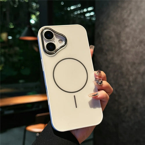 For iPhone 17 Magnetic Case Skin Touch TPU + PC Protective Phone Back Cover Compatible with MagSafe - White - 1