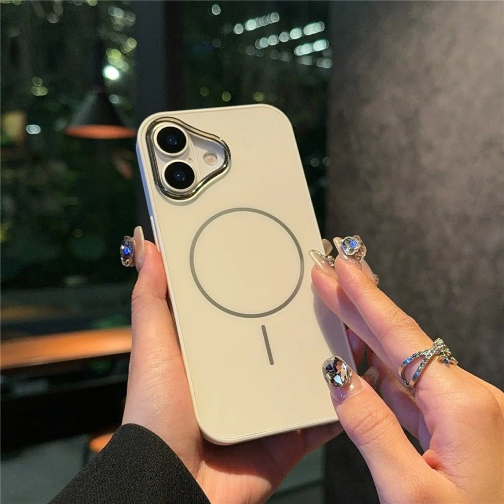 For iPhone 17 Magnetic Case Skin Touch TPU + PC Protective Phone Back Cover Compatible with MagSafe - White - 2