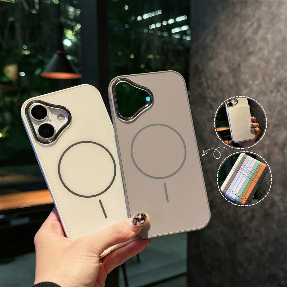 For iPhone 17 Magnetic Case Skin Touch TPU + PC Protective Phone Back Cover Compatible with MagSafe - White - 5
