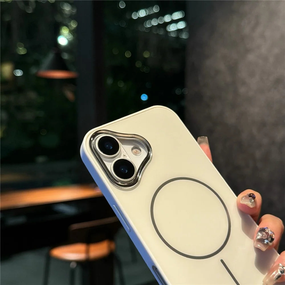For iPhone 17 Magnetic Case Skin Touch TPU + PC Protective Phone Back Cover Compatible with MagSafe - White - 6