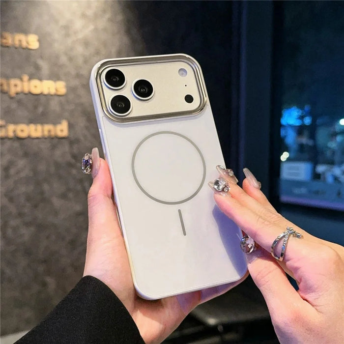 For iPhone 17 Pro Magnetic Case Skin Touch TPU + PC Protective Phone Back Cover Compatible with MagSafe - White - 2