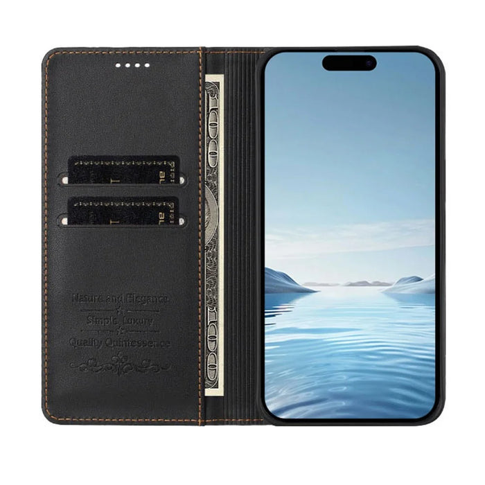For iPhone 18 Pro Max / 17 Pro Max Leather Case RFID Blocking Wallet Stand Rhinestones Ballet Dancer Flip Phone Cover - Black - 2