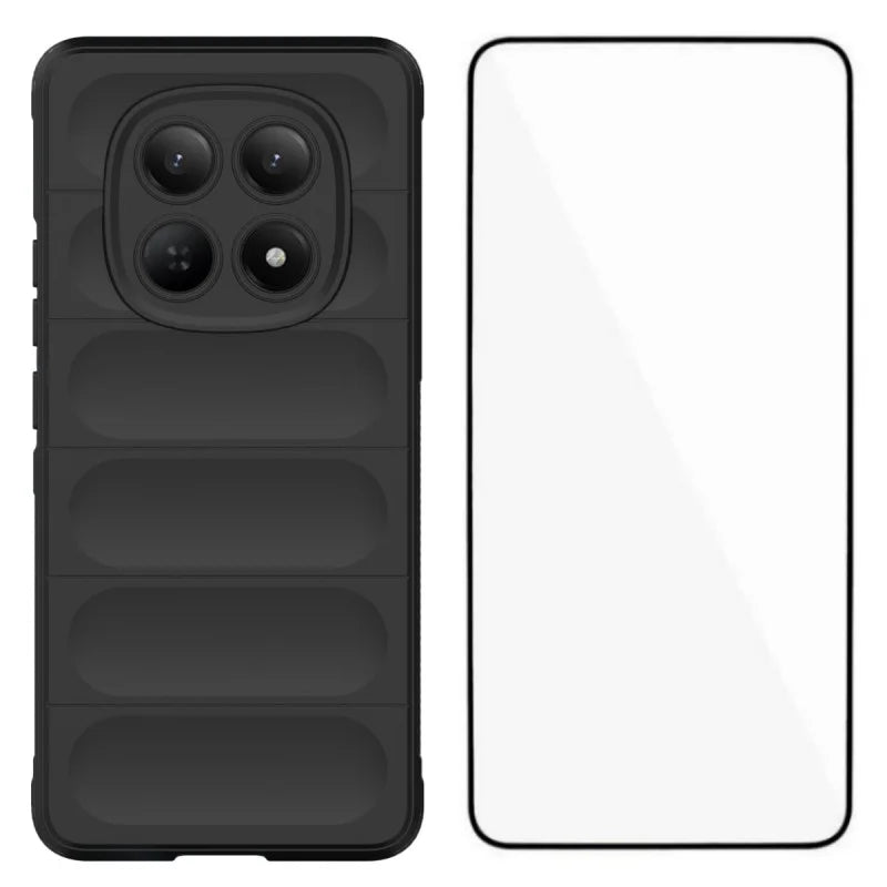 WANLONFENG For Xiaomi Redmi Note 15 4G (Global) TPU Case  HD Series Anti Slip Phone Cover with Tempered Glass - Black - 1