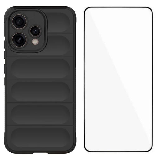 WANLONFENG For Oppo Reno15c 5G (China) / Oppo Reno15 5G (Global) TPU Case  HD Series Anti Slip Phone Cover with Tempered Glass - Black - 1