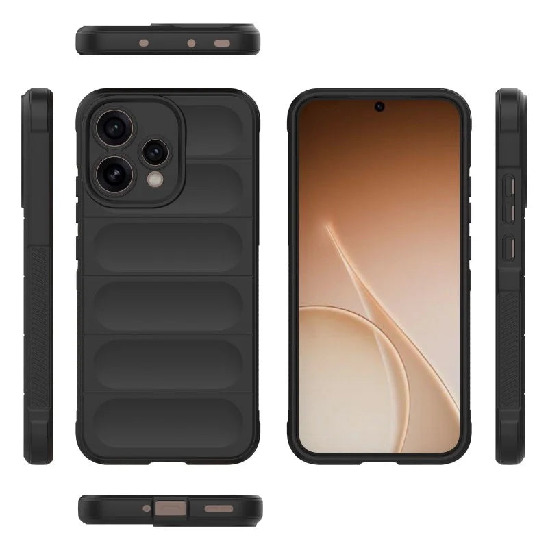 WANLONFENG For Oppo Reno15c 5G (China) / Oppo Reno15 5G (Global) TPU Case  HD Series Anti Slip Phone Cover with Tempered Glass - Black - 4