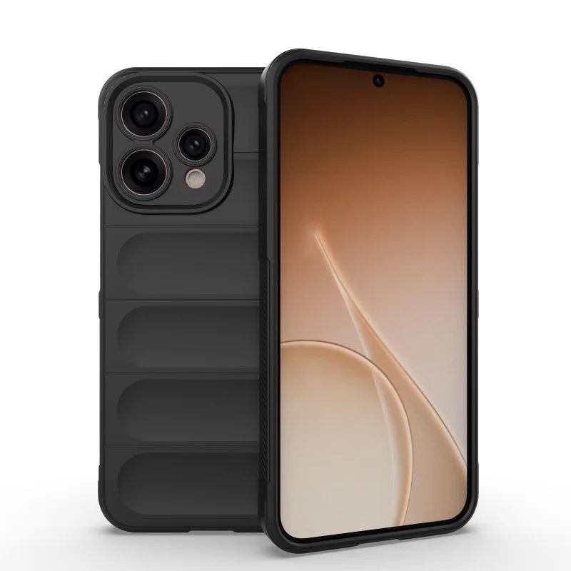 WANLONFENG For Oppo Reno15c 5G (China) / Oppo Reno15 5G (Global) TPU Case  HD Series Anti Slip Phone Cover with Tempered Glass - Black - 5