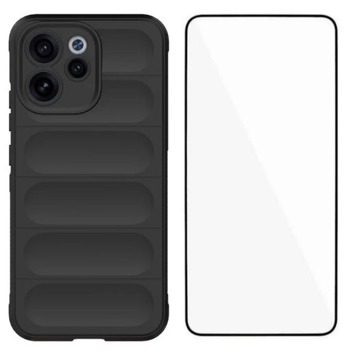 WANLONFENG For Oppo Reno15 5G (China) / Oppo Reno15 Pro 5G (Global) TPU Case  HD Series Anti Slip Phone Cover with Tempered Glass - Black - 1