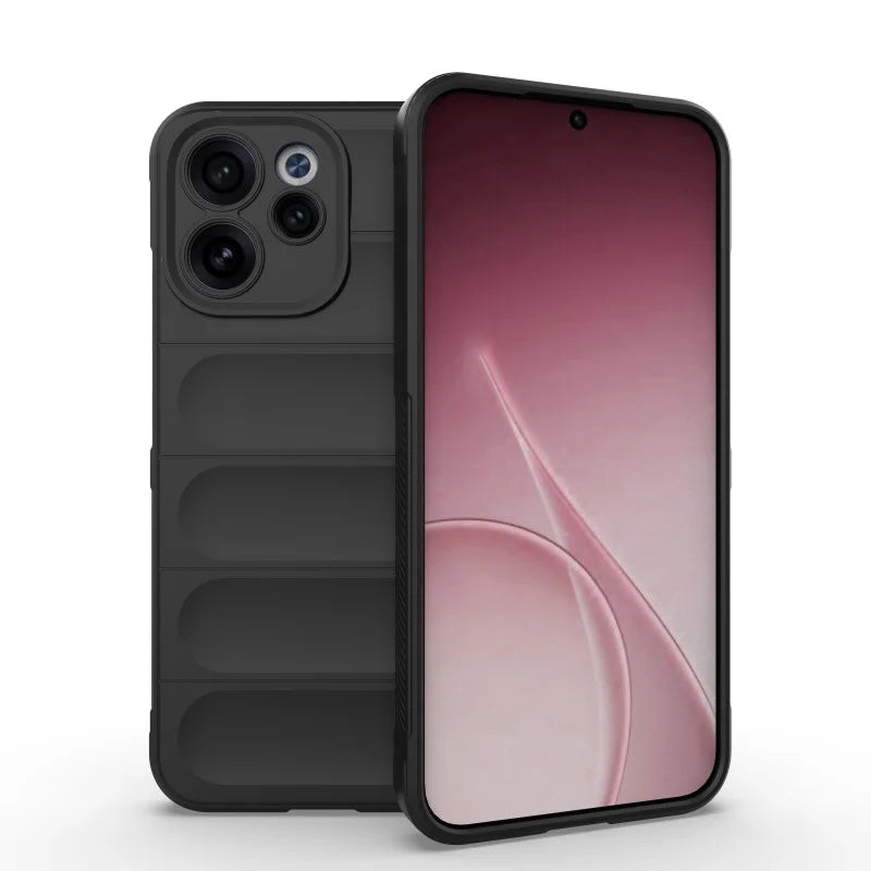 WANLONFENG For Oppo Reno15 F 5G TPU Case  HD Series Anti Slip Phone Cover with Tempered Glass - Black - 5