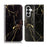 For Samsung Galaxy A37 5G Stand Case Marble Painted Folio Flip Leather Wallet Phone Cover - Black Gold Marble - 1