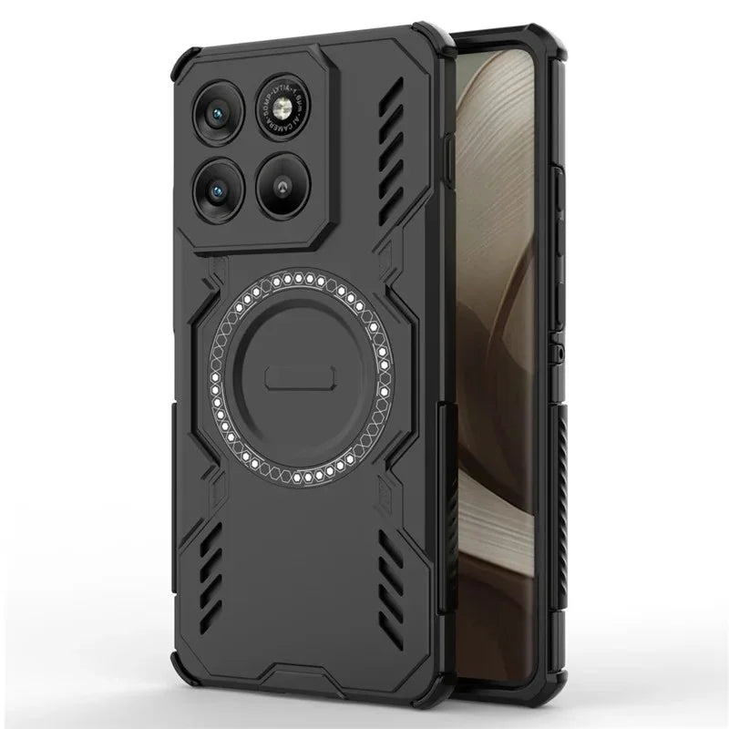 WANLONFENG For Motorola Edge 70 5G Magnetic Case  DJ Series PC TPU Phone Cover with 2Pcs Tempered Glass Film - Black - 2