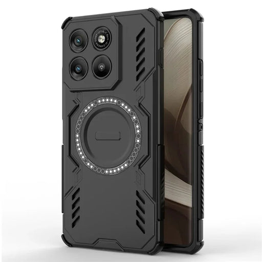 WANLONFENG For Motorola Edge 70 5G Magnetic Case  DJ Series PC TPU Phone Cover with 2Pcs Tempered Glass Film - Black - 2
