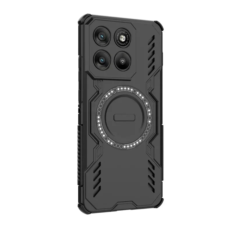 WANLONFENG For Motorola Edge 70 5G Magnetic Case  DJ Series PC TPU Phone Cover with 2Pcs Tempered Glass Film - Black - 3