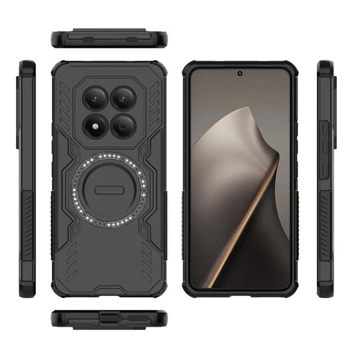 WANLONFENG For Xiaomi Redmi Note 15 Pro 4G (Global) Magnetic Case  DJ Series PC TPU Phone Cover with 2Pcs Tempered Glass Film - Black - 2