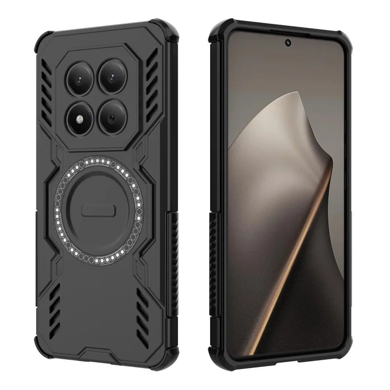 WANLONFENG For Xiaomi Redmi Note 15 Pro 4G (Global) Magnetic Case  DJ Series PC TPU Phone Cover with 2Pcs Tempered Glass Film - Black - 3