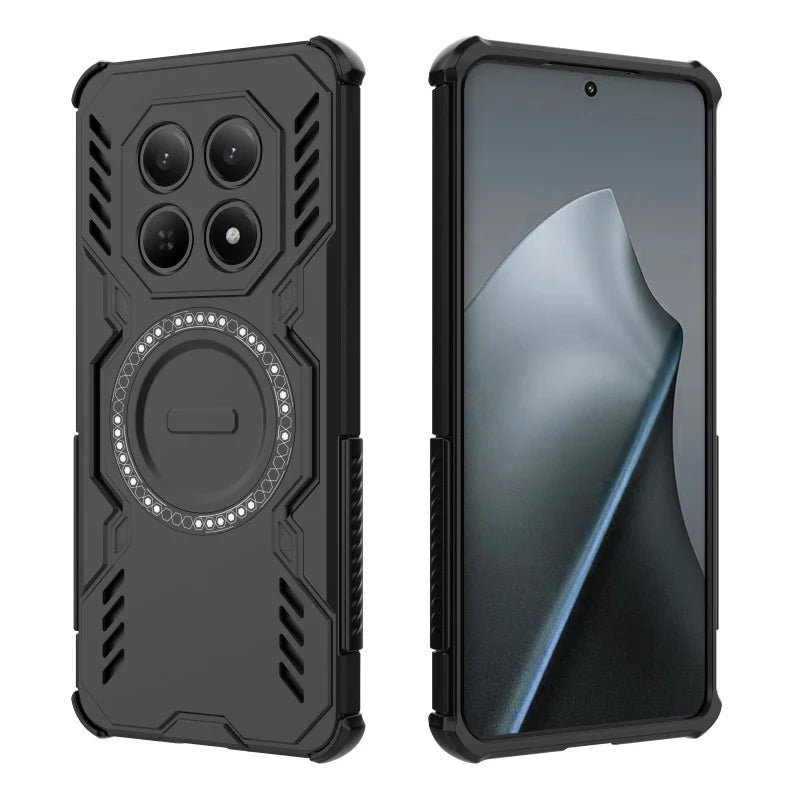 WANLONFENG For Xiaomi Redmi Note 15 5G (Global) / Xiaomi Poco M8 5G Magnetic Case  DJ Series PC TPU Phone Cover with 2Pcs Tempered Glass Film - Black - 3