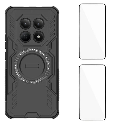 WANLONFENG For Xiaomi Redmi Note 15 Pro+ 5G (Global) / Xiaomi Poco M8 Pro 5G Magnetic Case  DJ Series PC TPU Phone Cover with 2Pcs Tempered Glass Film - Black - 1