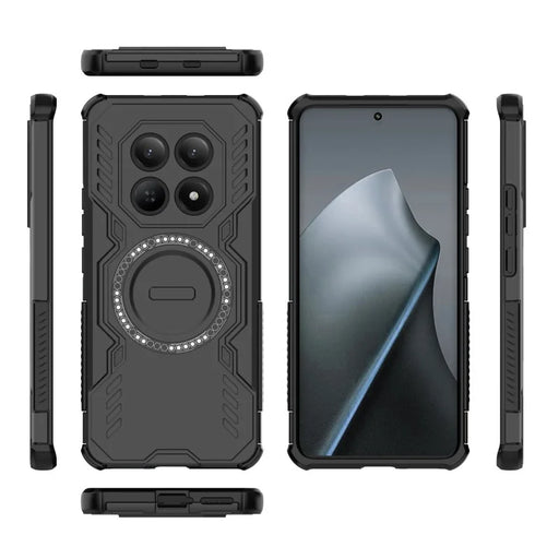 WANLONFENG For Xiaomi Redmi Note 15 4G (Global) Magnetic Case  DJ Series PC TPU Phone Cover with 2Pcs Tempered Glass Film - Black - 2