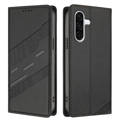 For Samsung Galaxy A57 5G Phone Cases Punk Style Imprinted Wallet Stand Leather Cover - Black - 1