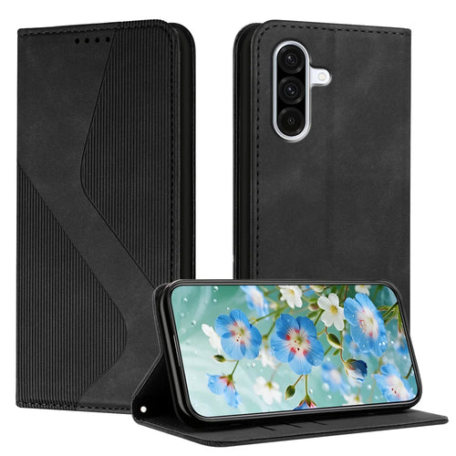 For Samsung Galaxy A57 5G Phone Cover Skin-touch Feel Leather Wallet Case with Stand - Black - 1