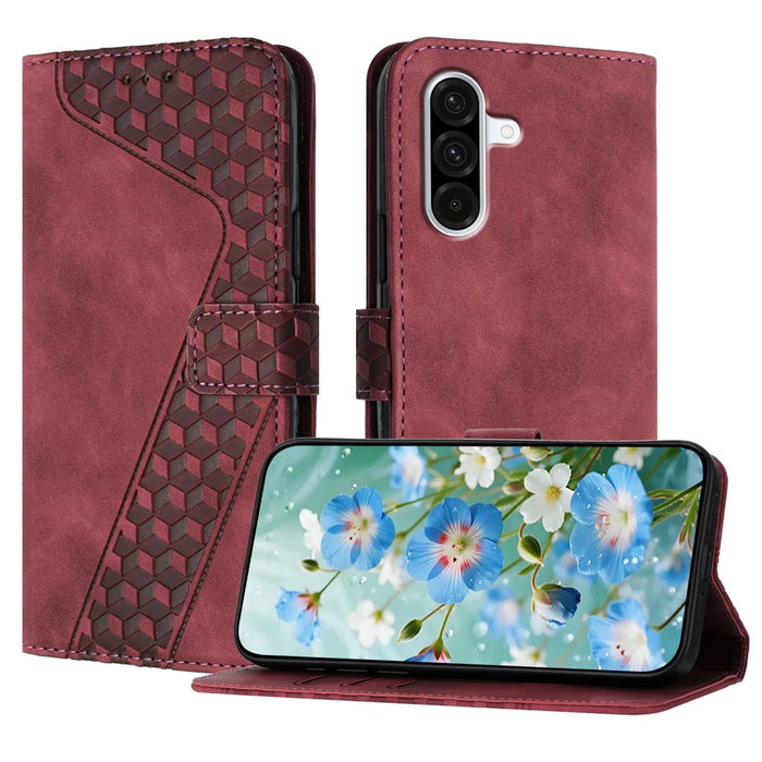 For Samsung Galaxy A57 5G Leather Case 7-Shaped Pattern Wallet Stand Shockproof Phone Cover - Brown - 1