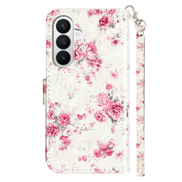 For Samsung Galaxy S26+ Wallet Case 3D Pattern Printed Leather Phone Cover with Strap - Roses - 2