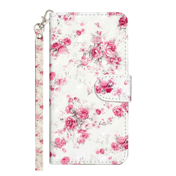For Samsung Galaxy S26 Wallet Case 3D Pattern Printed Leather Phone Cover with Strap - Roses - 3