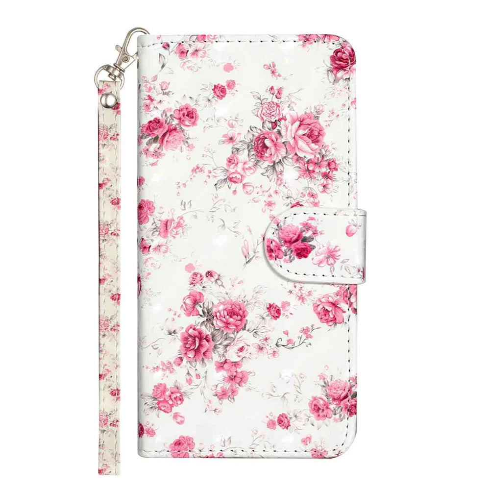 For Samsung Galaxy A57 5G Wallet Case 3D Pattern Printed Leather Phone Cover with Strap - Roses - 3